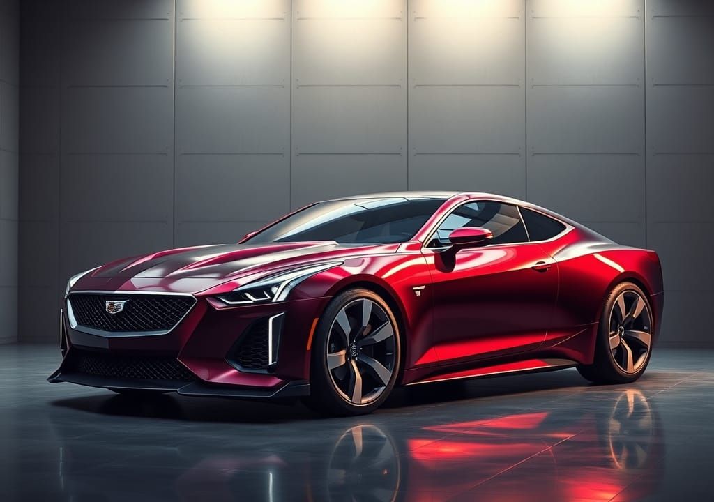 Futuristic Luxury Coupe in Showroom, Digital Art