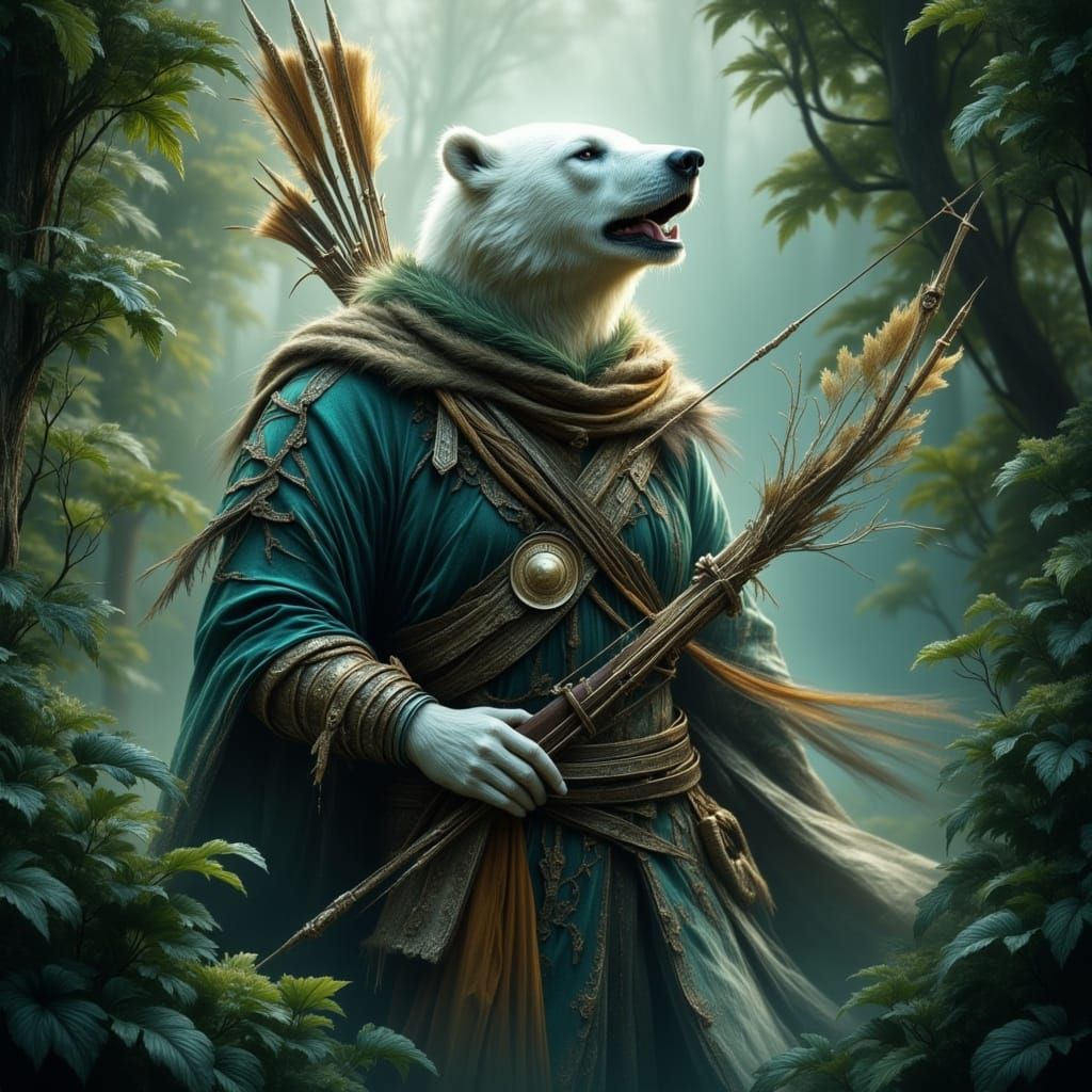 Polaris: Polar Bear Ninja in Hyperreal Jungle