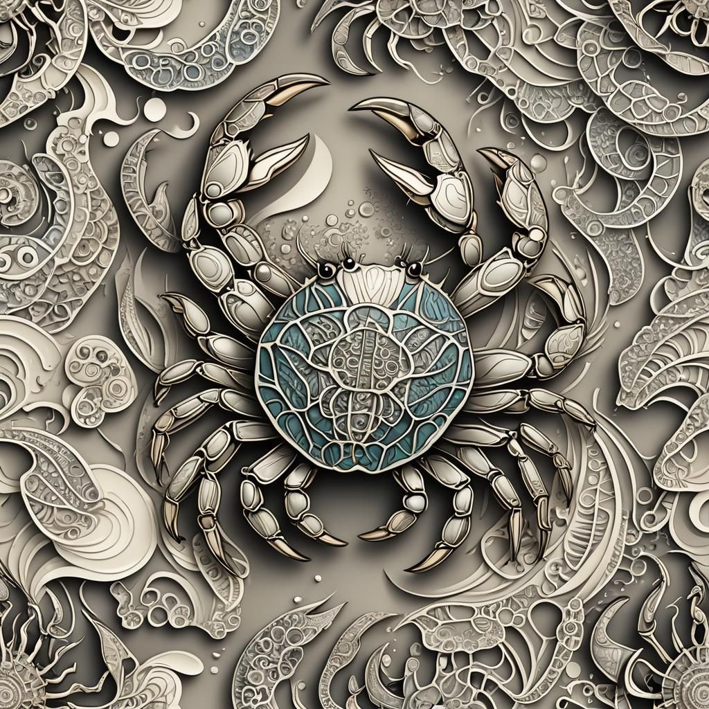 Abstract Beach Crab Vector Logo Design