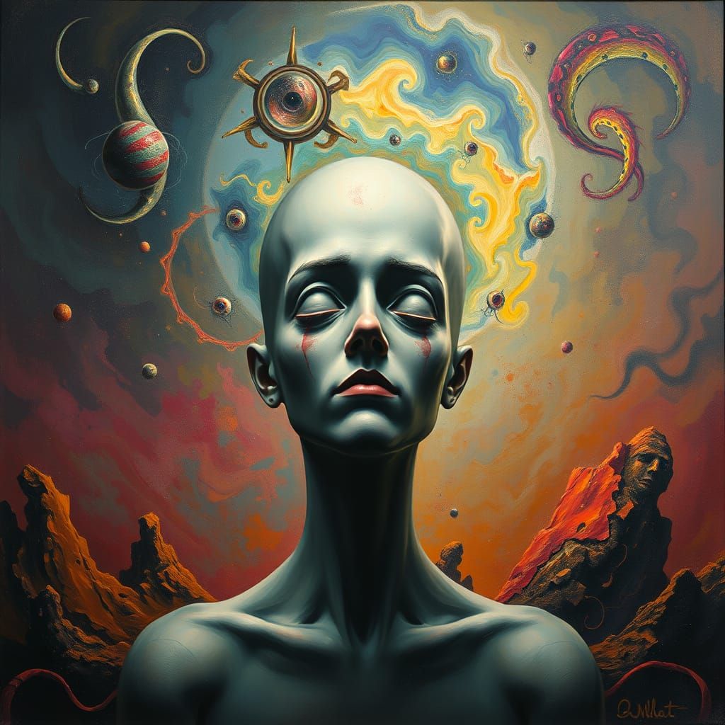 Surrealist Figure in Abstract Void, Dalí Inspired Art