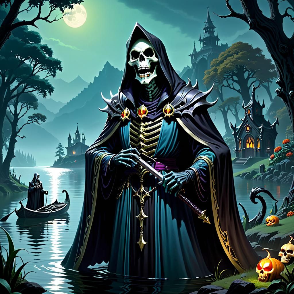 Lich Laughing Lakeside: Lowbrow Art Rendering
