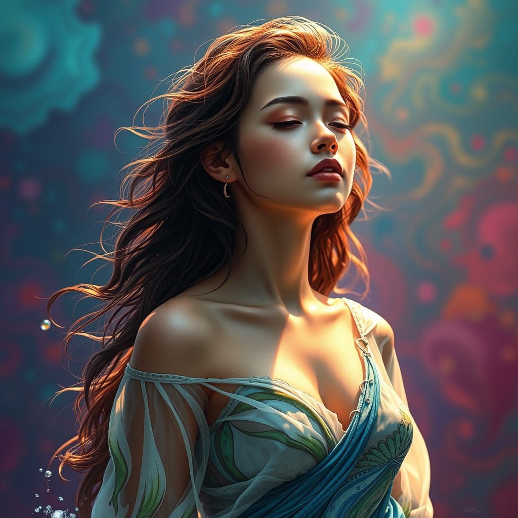 Confident Woman in Vibrant Splash Art Style