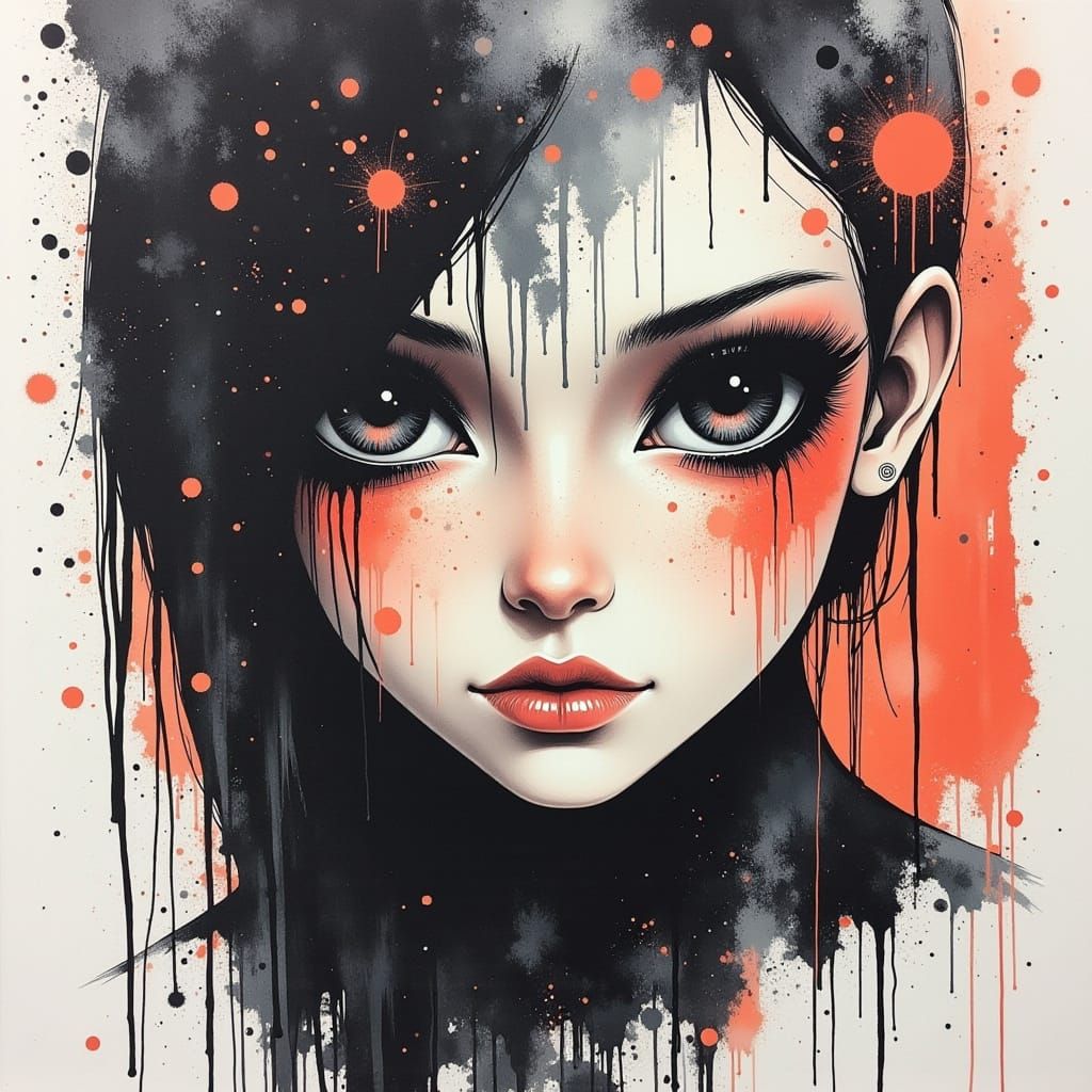 Ink Figure Emerges from Pen in Dark Fantasy Style