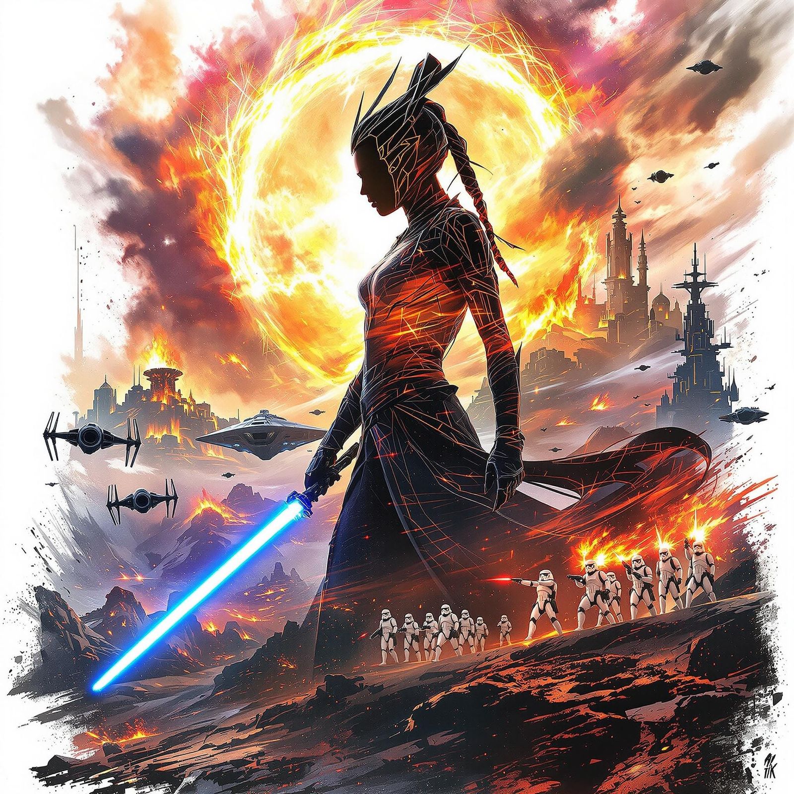 Ominous Ashoka Tano in Cyberpunk Apocalypse