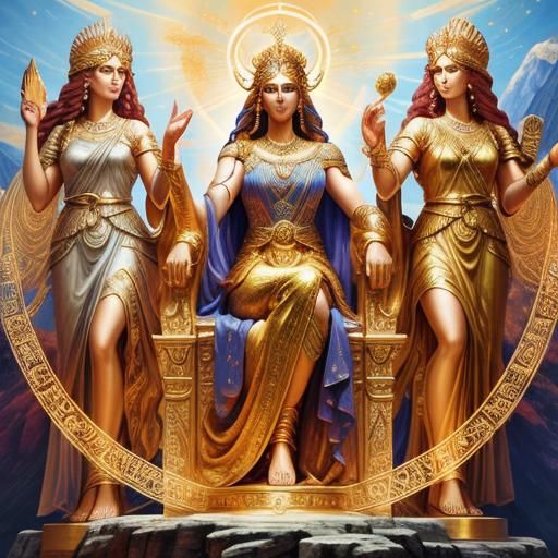 Greek Goddesses on Mount Olympus: Abstract Art