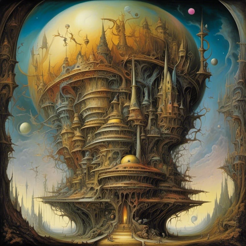 Neon Rave Discotheque on Saturn in Surrealist Style