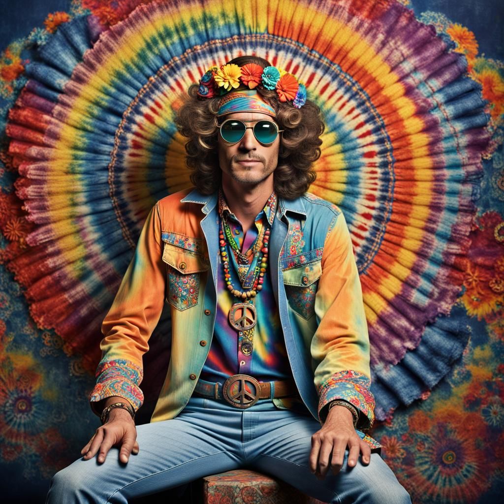 DJ, 1960s hippie man