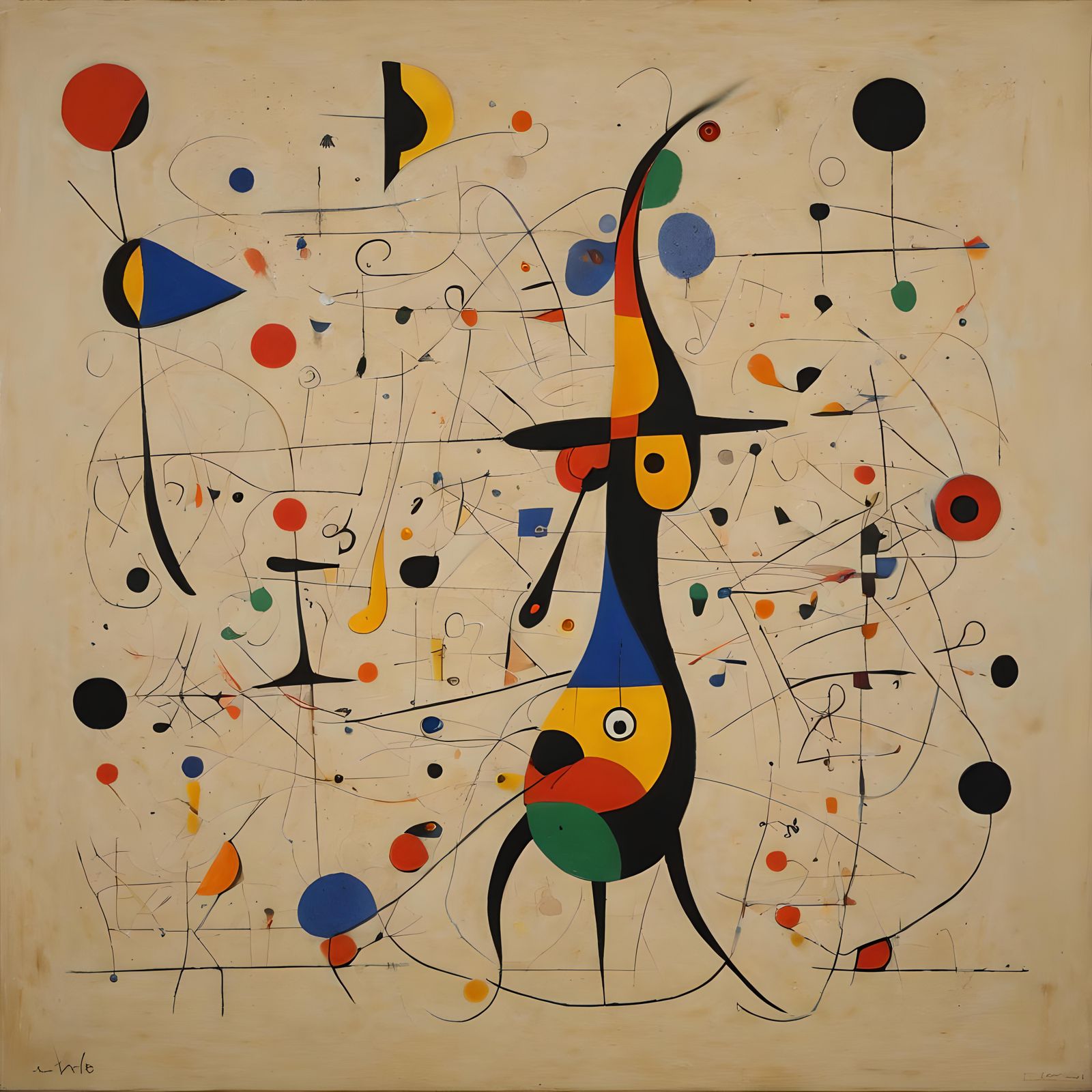 Abstract Music Composition in Miró Style