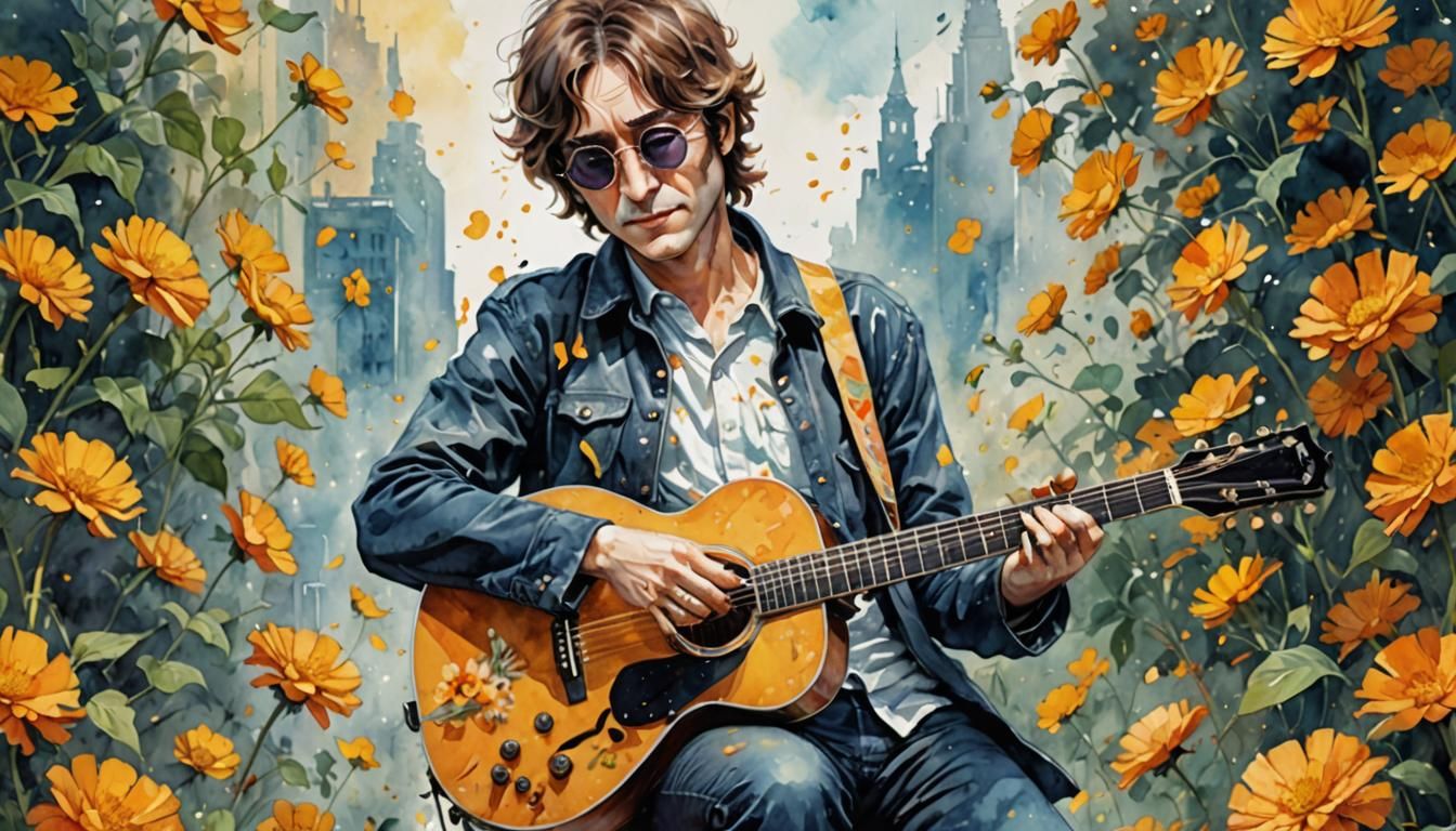 John Lennon Watercolour Fantasy Concept Art