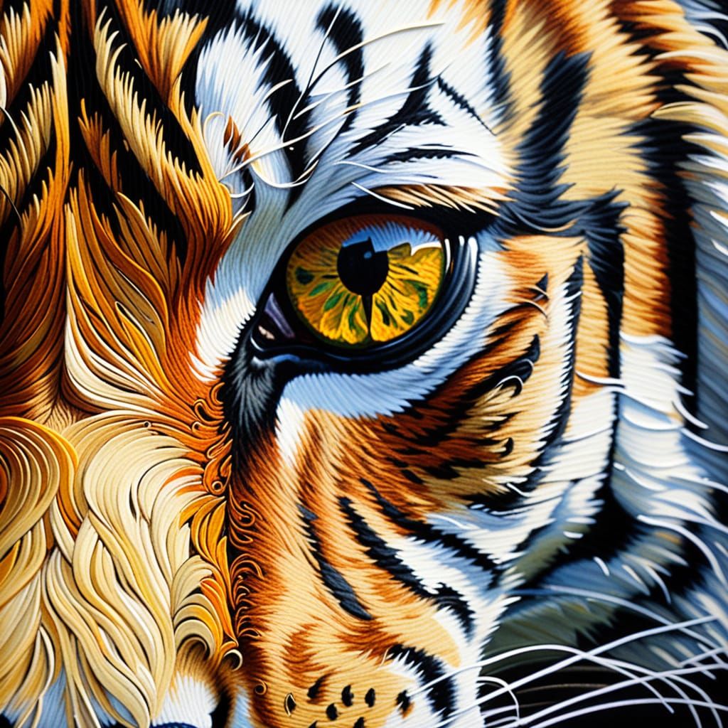 Oil Painting of Quilling Artwork in Extreme Closeup