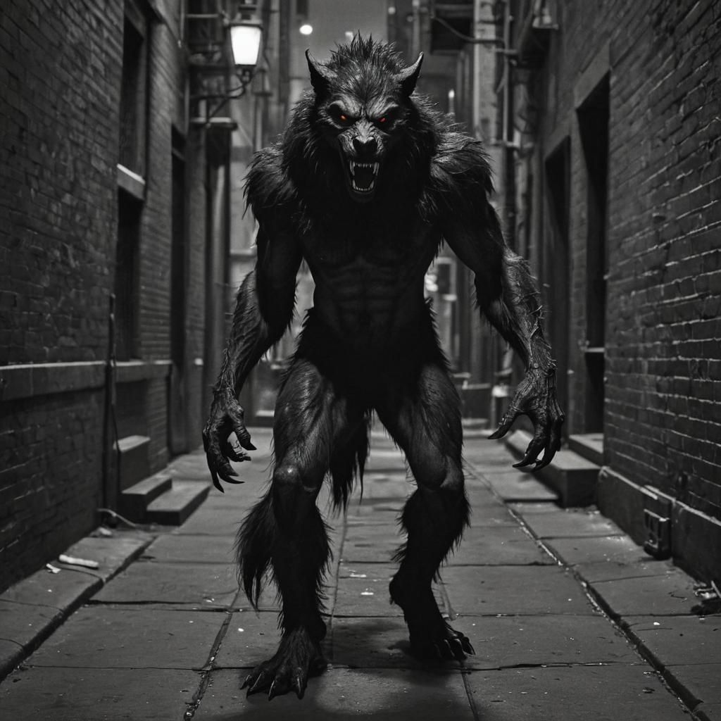 Gothic Werewolf Prowling Dark Alleys