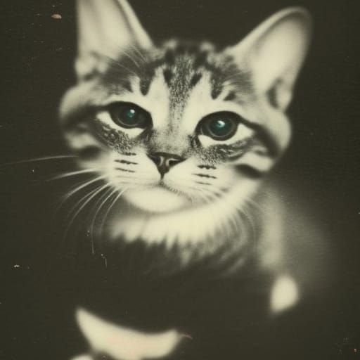 Creepy Vintage Photo of a Cute Cat