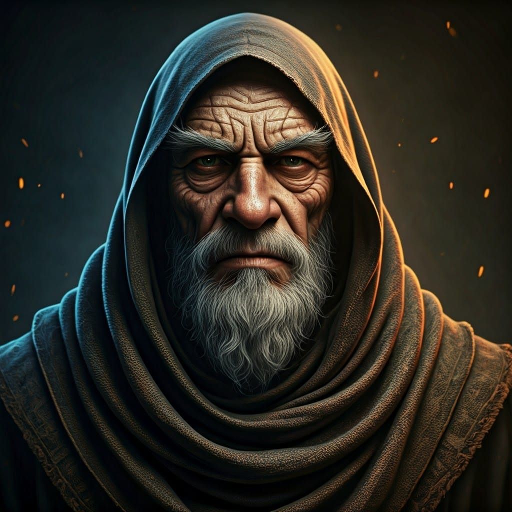 Ancient Wizard in Mysterious, Textured Regalia