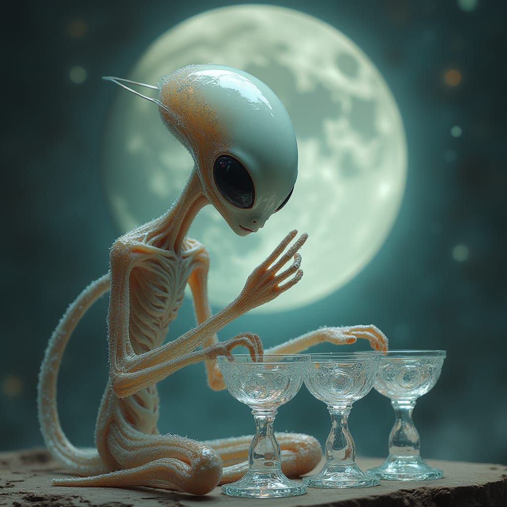 Ethereal Alien Performs on Glass Harmonica in Lunar Glow