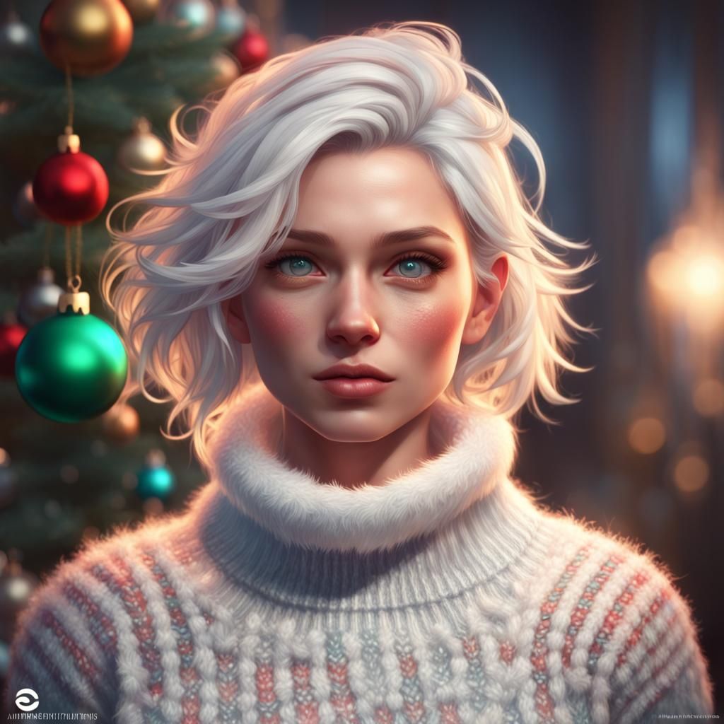 Woman with Christmas Sweater: Artstation Portrait