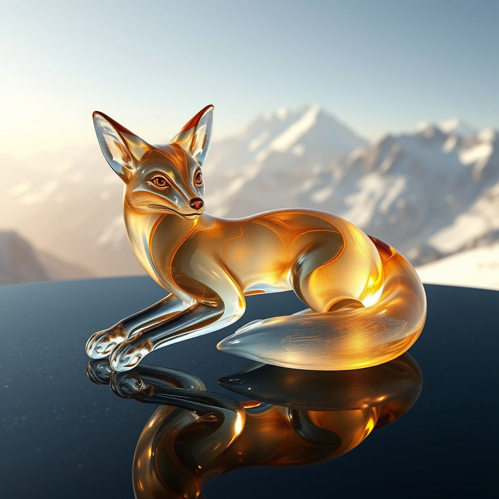 Glass Fox Sculpture Refracts Light in Shimmering Colors