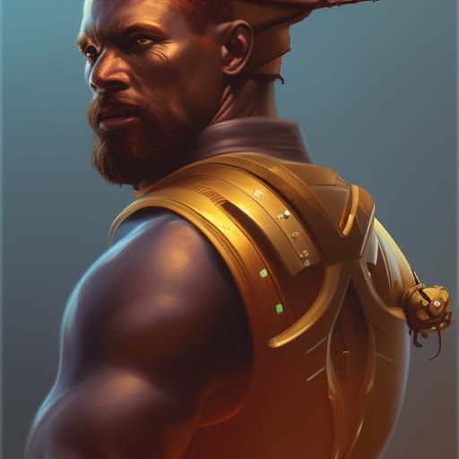 African Soldier in Ironman Suit: Hyperdetailed Portrait