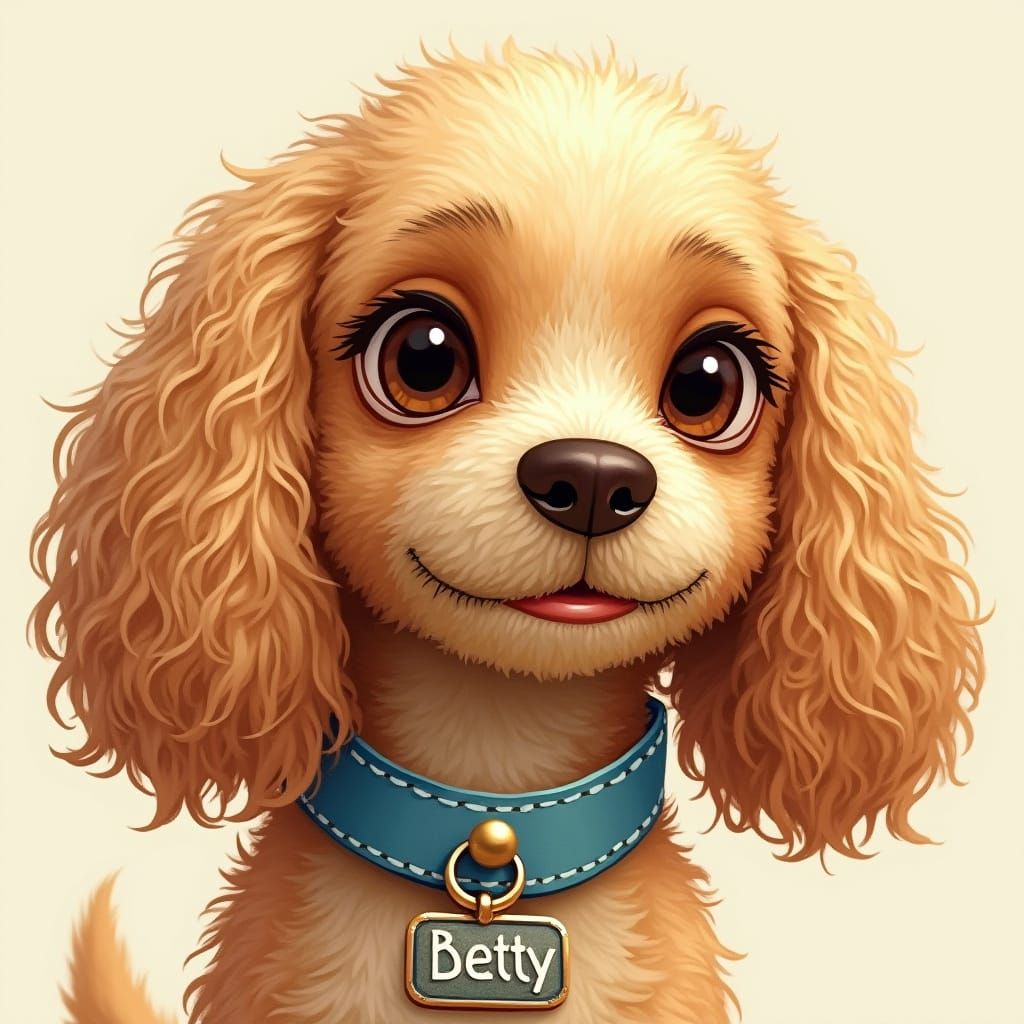 Sweet Cocker Spaniel Portrait in Whimsical Style
