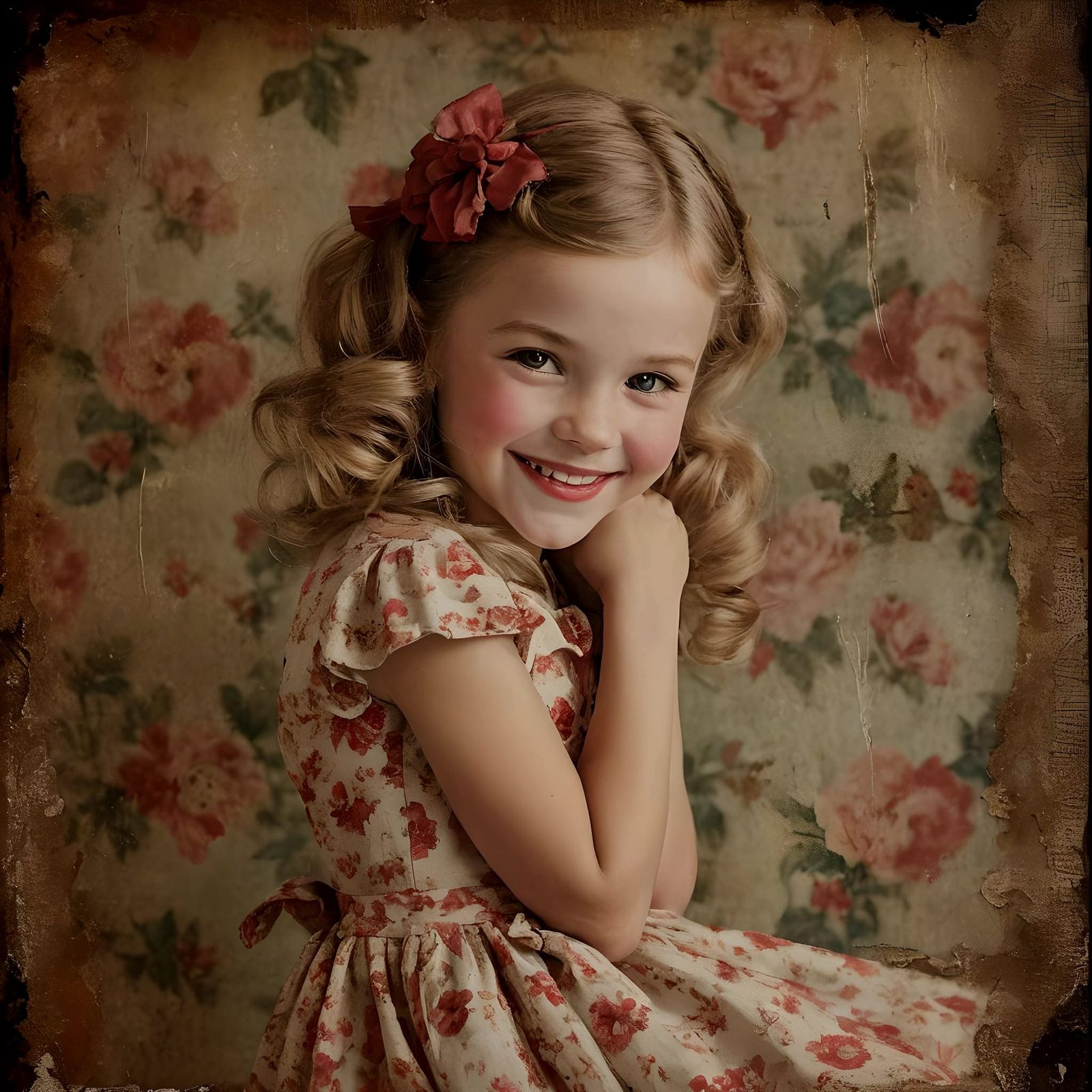 Smiling Girl Portrait in Elvgren Style