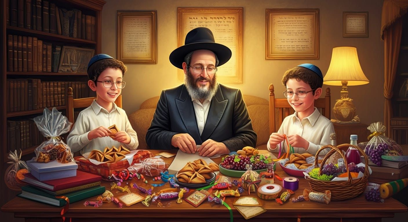 A Heartwarming Hasidic Family Scene in Realistic Comic Art