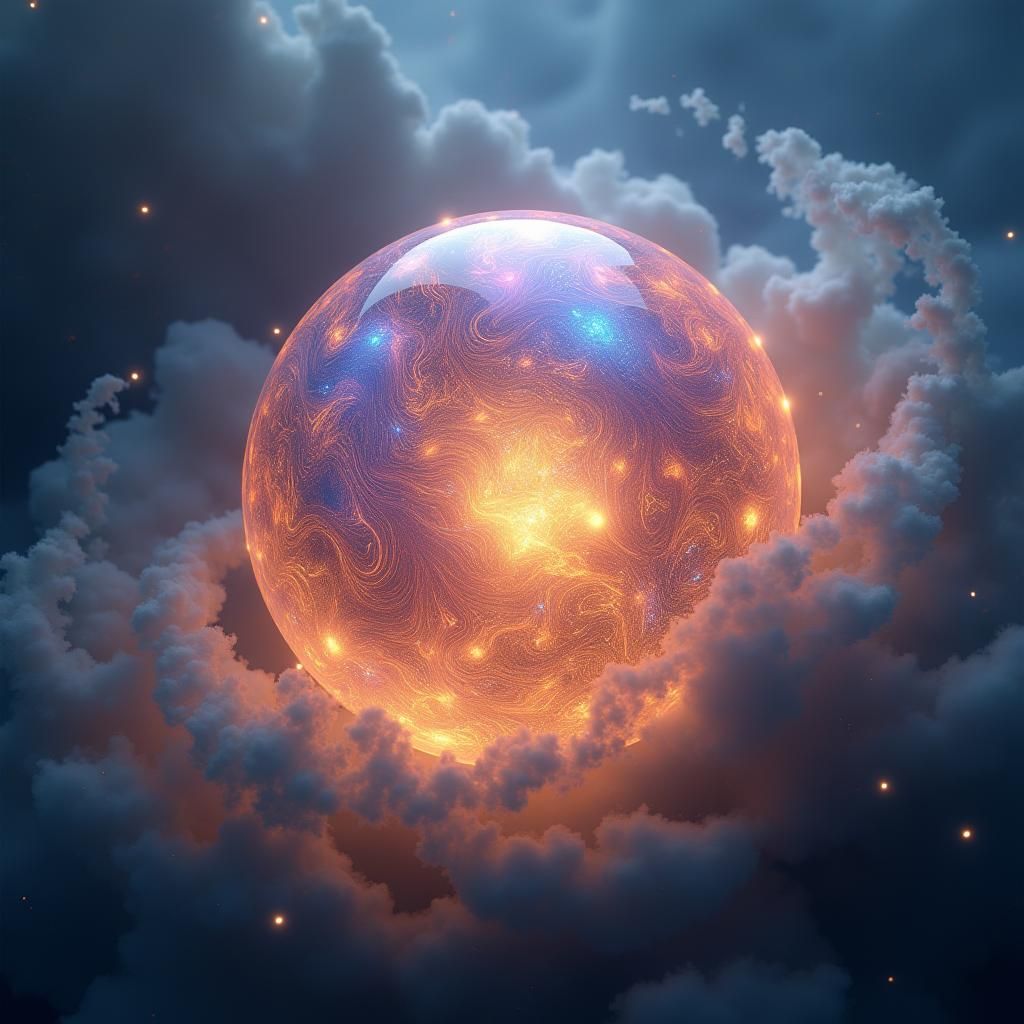 Ethereal Glowing Orb in a Wind Vortex