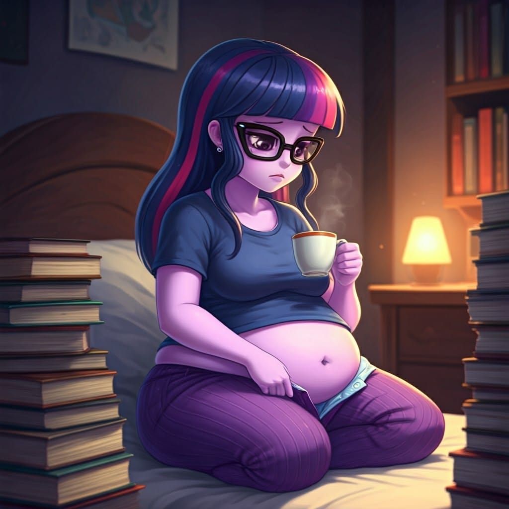Twilight Sparkle the nerd from My Little Pony Equestria Girls but she is a very shy, fat, overweight but innocently cute...
