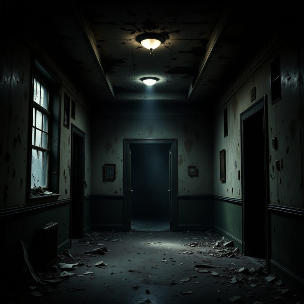 Abandoned Insane Asylum in Dark, Foreboding Atmosphere