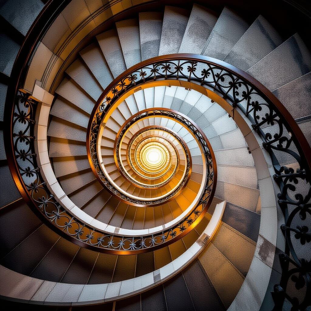 High Angle View of a Winding Staircase