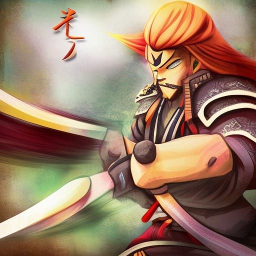 Mango Samurai in Ghibli Style