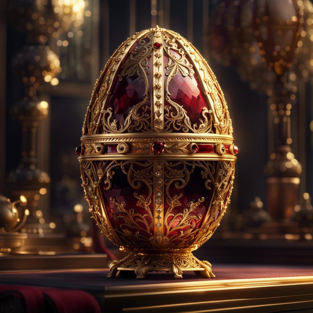 Garnet and Gold Fabergé Egg: Digital Matte Painting