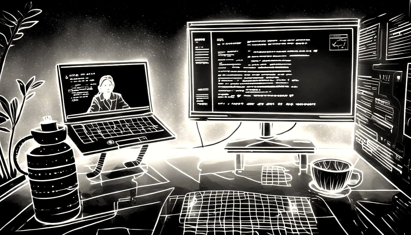 Black and White Illustration of Teacher Explaining Chat GPT