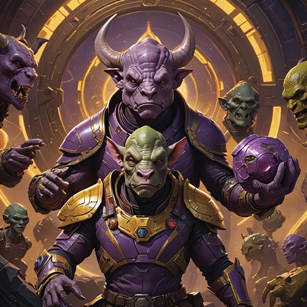 Rhino Skrull Ferengi Hybrid in Dark Fantasy Style