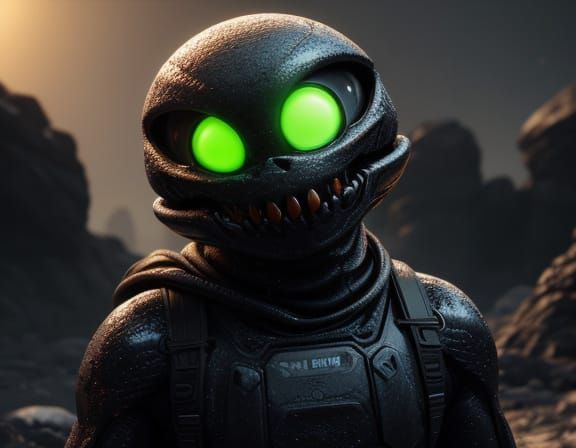 Alien Escaping Net in Golden Hour Splash Art