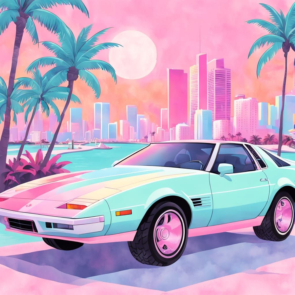 Vibrant Miami Nights in Pastel Hues