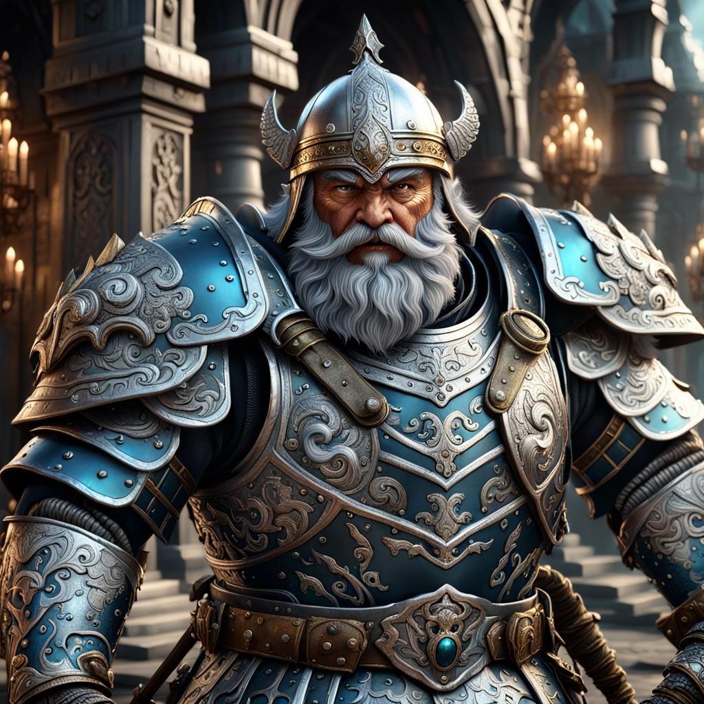 Dwarf Warrior in Rococo-Silver Armor