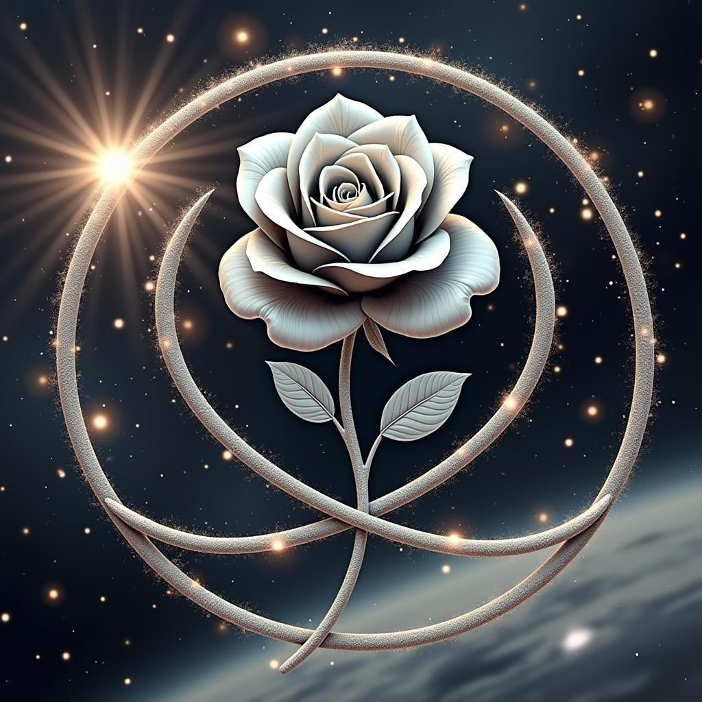 Celestial Onyx Infinity Symbol with Star Rose