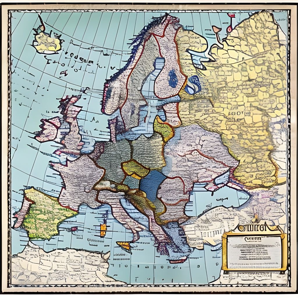 Detailed Hand-Drawn Map of Europe on Parchment