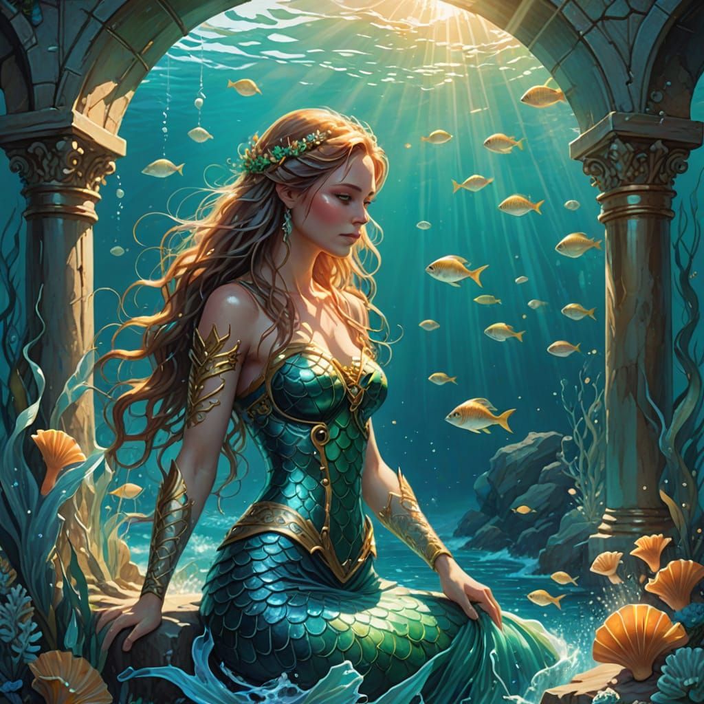 Ethereal Mermaid Fairy Guards Ancient Treasure Cove