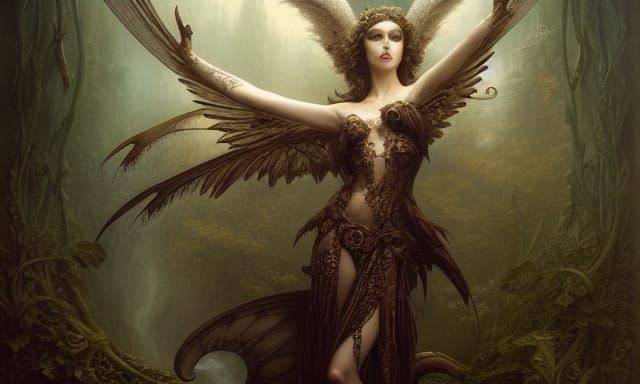 Elegant Harpy Bard in Hyperdetailed Cinematic Style