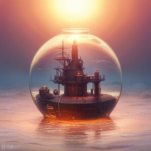 Submarine in a Bottle: Hyperdetailed Fantasy Art