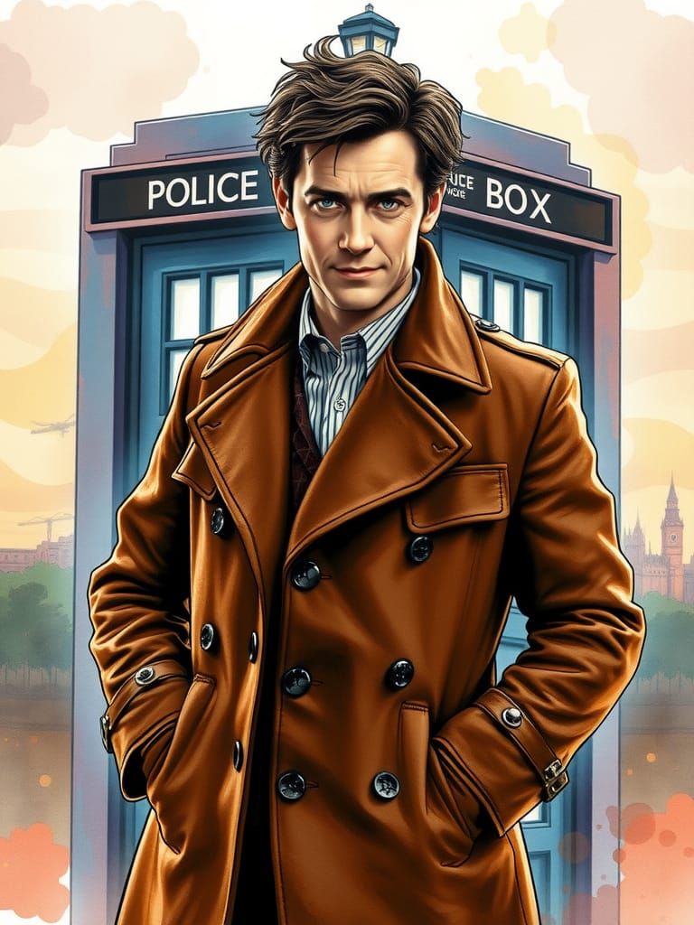 Captain Jack Harkness: Heroic Watercolour Portrait