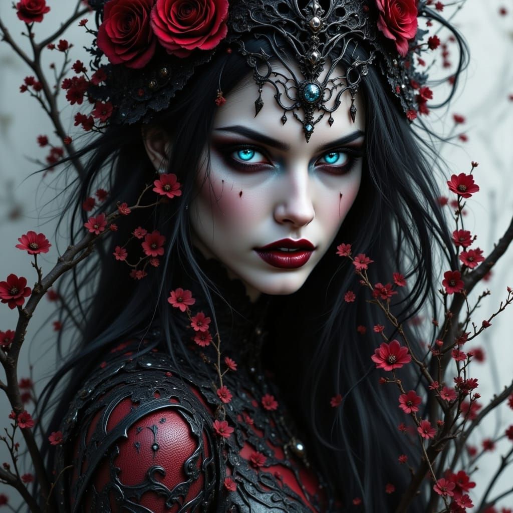 Deadly Vampire Queen with Icy Blue Eyes