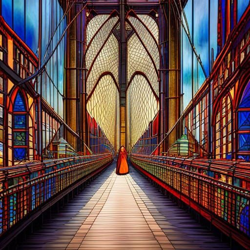 Brooklyn Bridge in Stained Glass Art