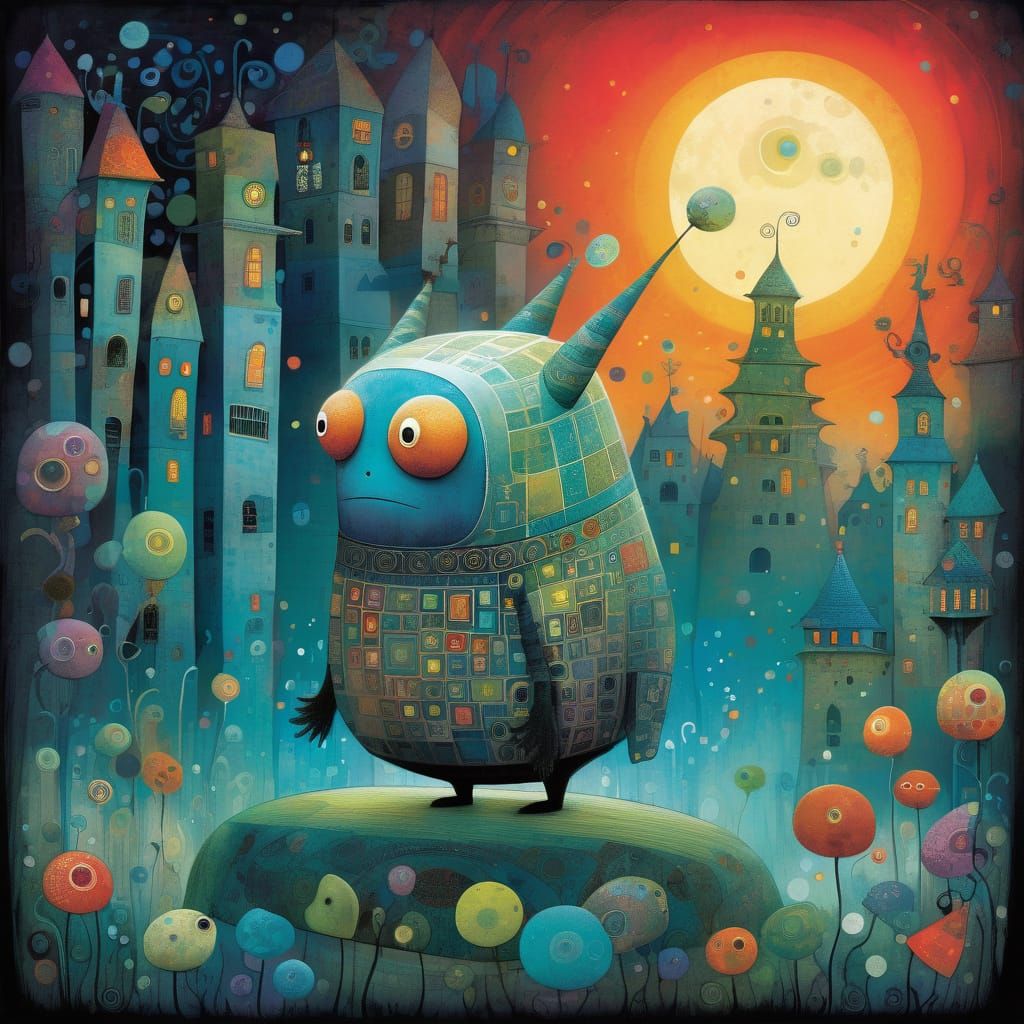 Whimsical Fantasy Creature in Vibrant Setting
