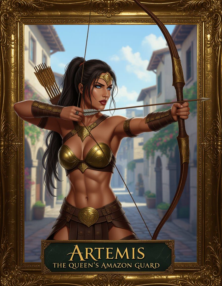 Amazon Warrior Portrait in Dark Fantasy Concept Art Style