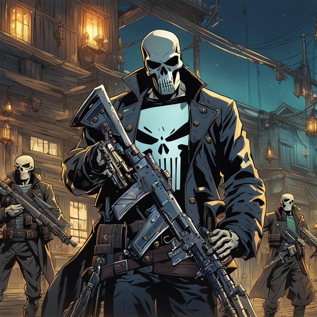 Punisher Pirate Skeleton Arms Dealer in Anime Style