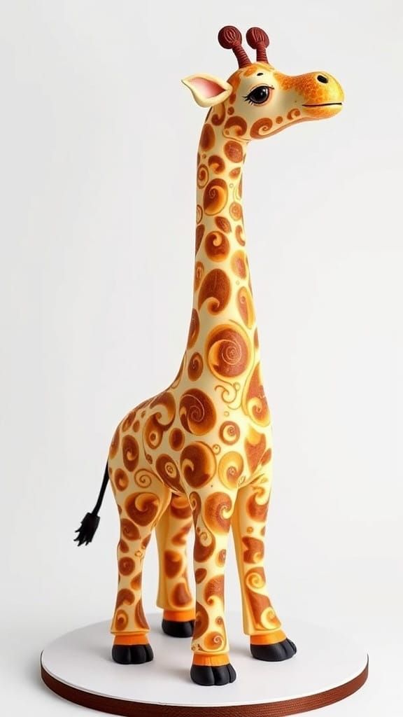 Cake Giraffe with Abstract Fractal Patterns