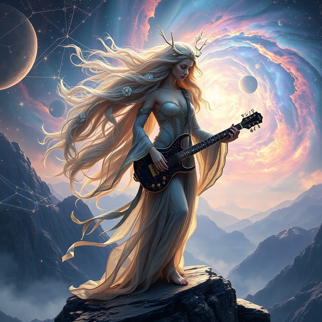 Celestial Goddess in Dreamy Cosmic Landscape