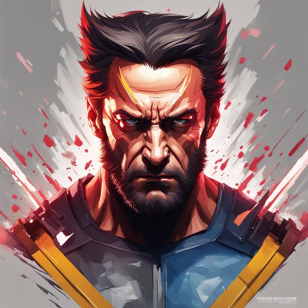 Badass Wolverine Portrait in Hyperdetailed Style