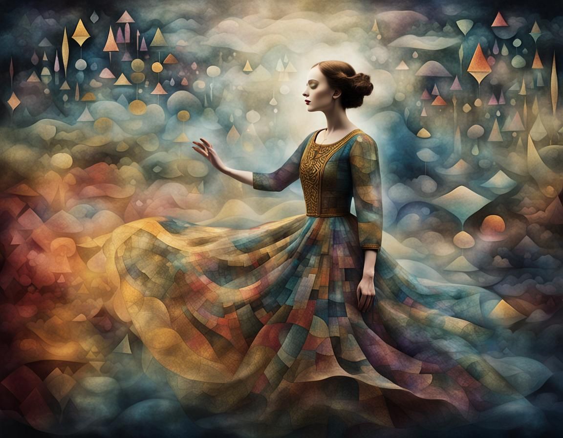 Dreamlike Woman in Surrealist, Whimsical Style